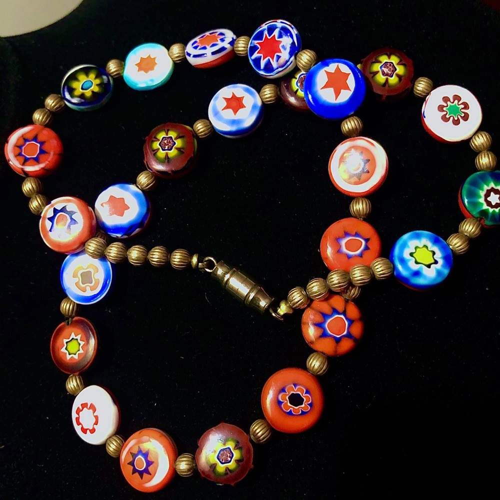 Vintage Venetian Millefiori Coin Bead Choker - Picture 3 of 7